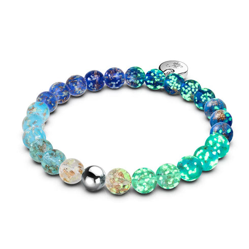Blaues Ombre | 925 Sterling Silber | Glühwürmchen-Glasarmband